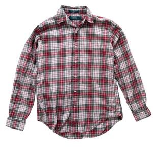 Polo Ralph Lauren Plaid Button Up Shirt Long Sleeve Large Red Green